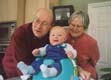 Thomas with his slightly dotty father and grandmother - Easter 2003